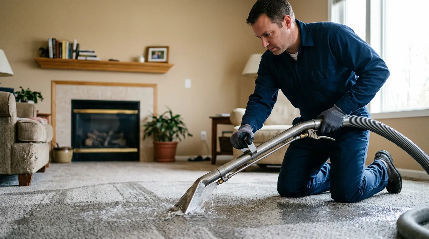 Water damage restoration technician working near Ratcliff, AR
